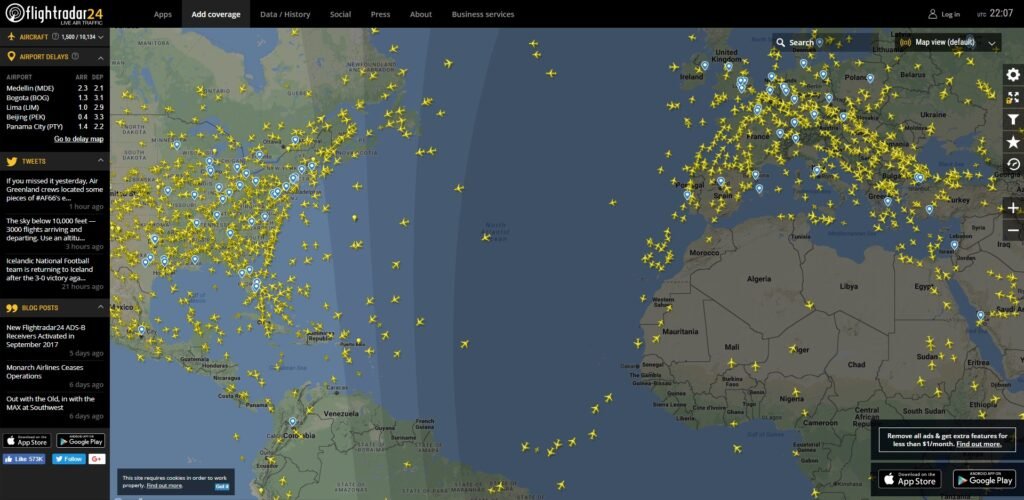 App Flightradar24 para ver el tráfico aéreo