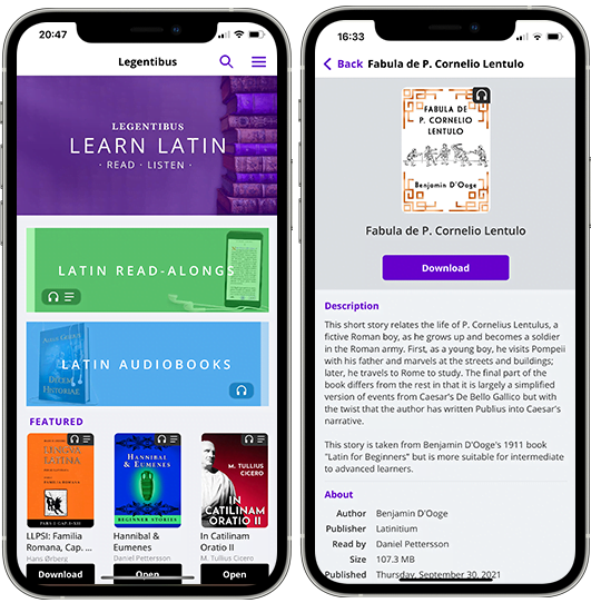 App Legentibus para estudiar Latín con audiolibros