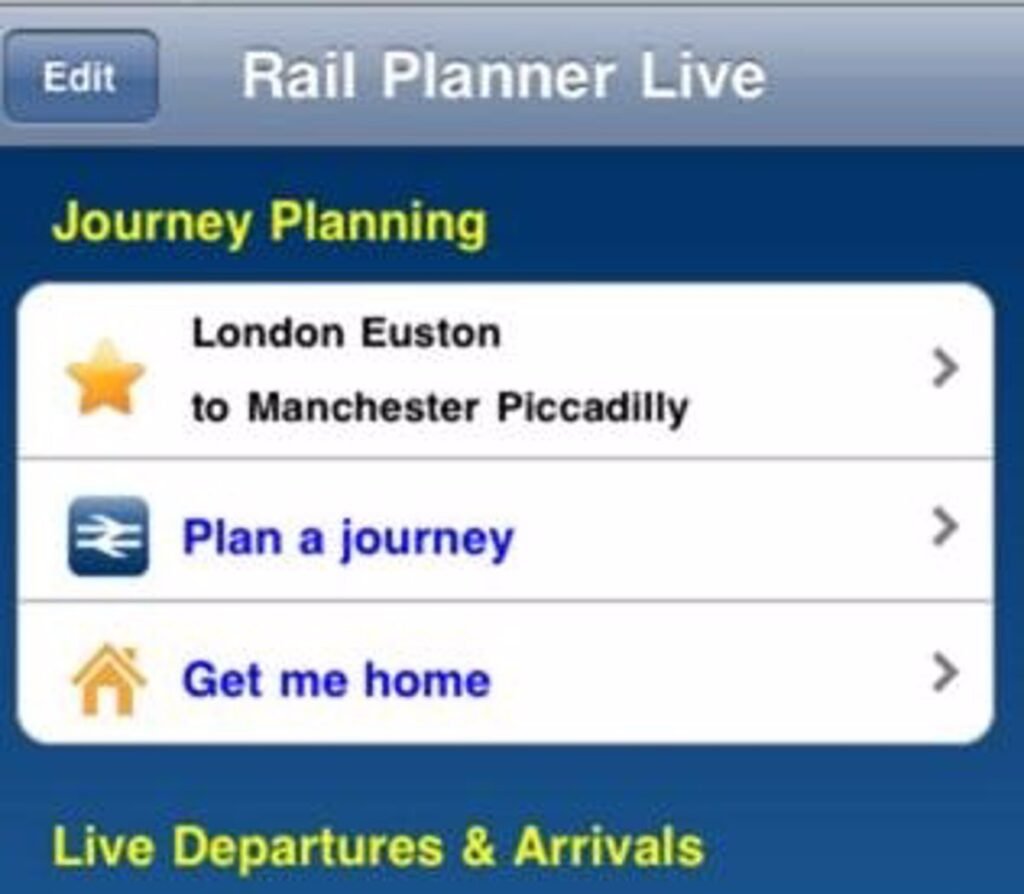 App Rail Planner para viajes en Tren