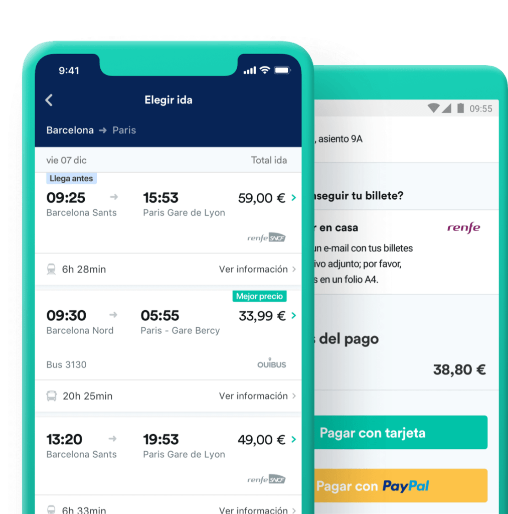 App Trainline para viajar en tren