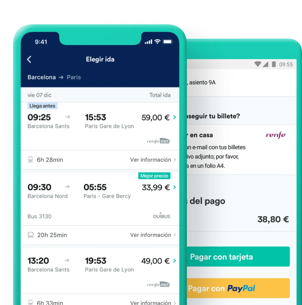 App Trainline para viajar en tren