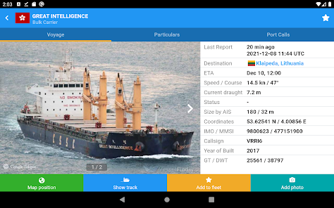 App VesselFinder para ver el tráfico Naval
