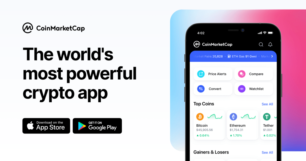 App CoinMarketCap para crear portfolio